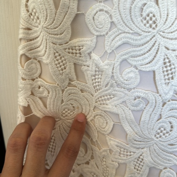 AG Phillips Andrea Phillips Floral Dress Guipure Lace Italian Silk Ivory Size 8 - Picture 9 of 16